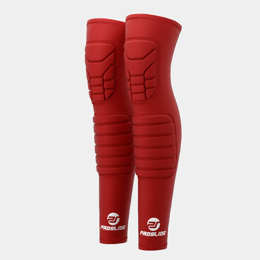 2 Pack - EXTRA Padded Compression Shin and Knee Sleeves - Red