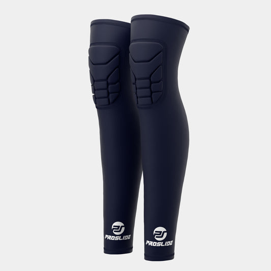2 Pack - ProSlide Padded Compression Knee Sleeves - Navy Blue