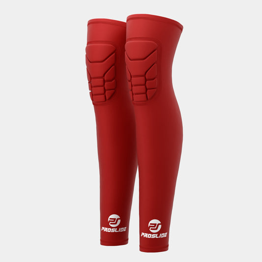 2 Pack - ProSlide Padded Compression Knee Sleeves - Red