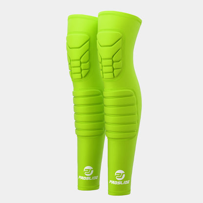 2 Pack - EXTRA Padded Compression Shin and Knee Sleeves - Neon Green