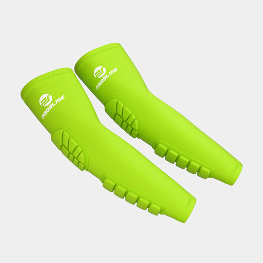 2 Pack - ProSlide Padded Compression Arm Sleeves - Neon Green